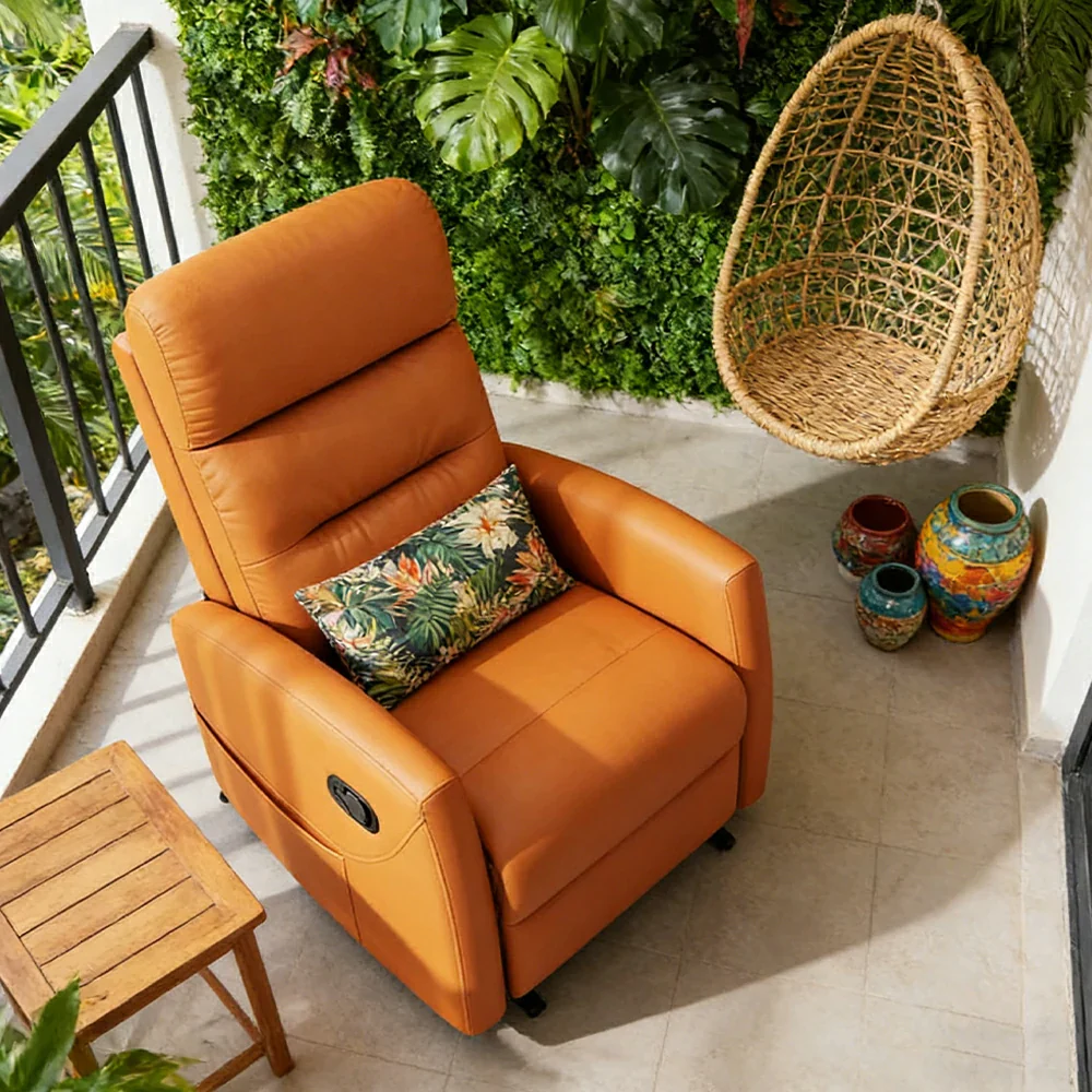 LIVARA Electric Assist Sofa, One-Touch Sit-to-Stand Assist, Skin-Friendly Upholstery, Alloy Steel Frame, Quiet Stable Lift - Orange - Image 4