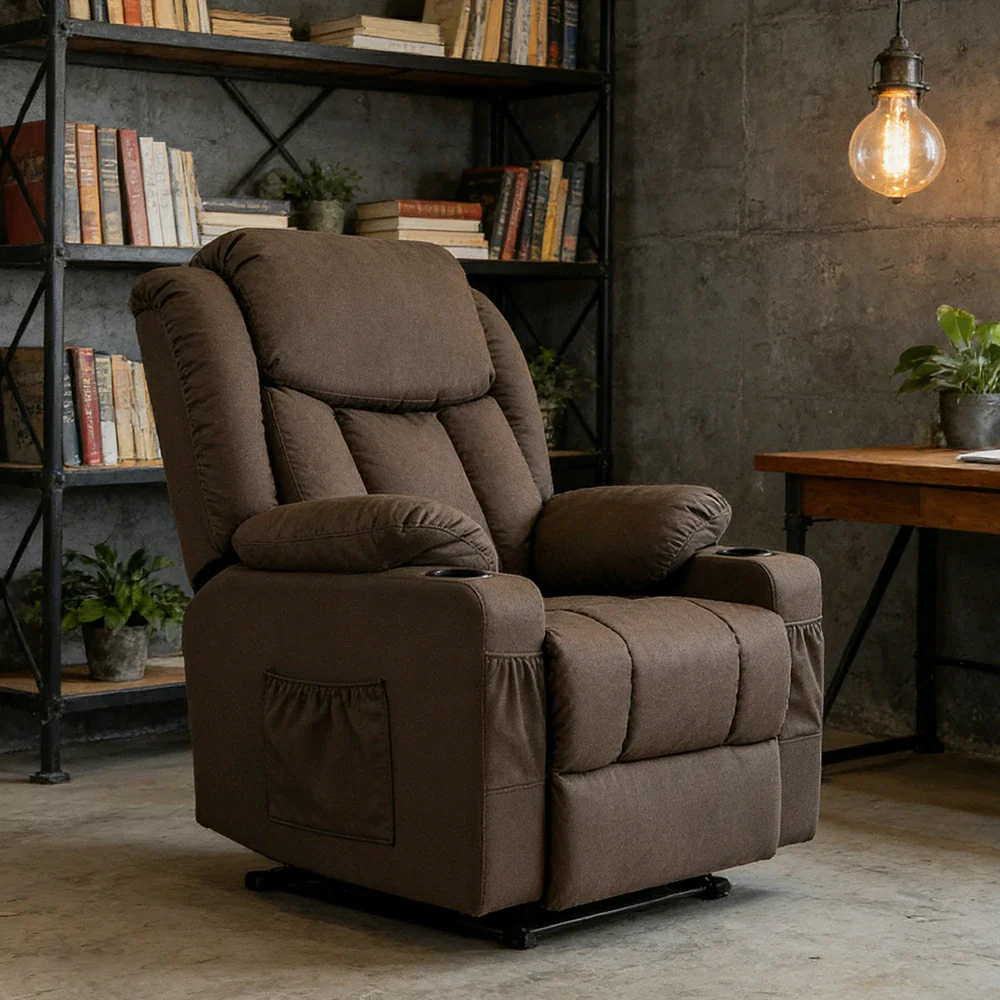 LIVARA Electric Assist Sofa, Smooth Lift-Up Support for Easy Standing, Durable Upholstery, Steel Frame, Wide Footrest Design - Coffee - Image 2