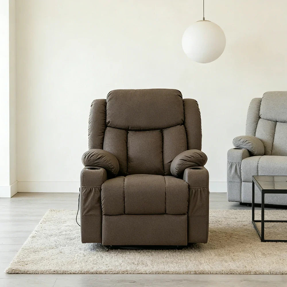 LIVARA Electric Assist Sofa, Smooth Lift-Up Support for Easy Standing, Durable Upholstery, Steel Frame, Wide Footrest Design - Coffee - Image 4