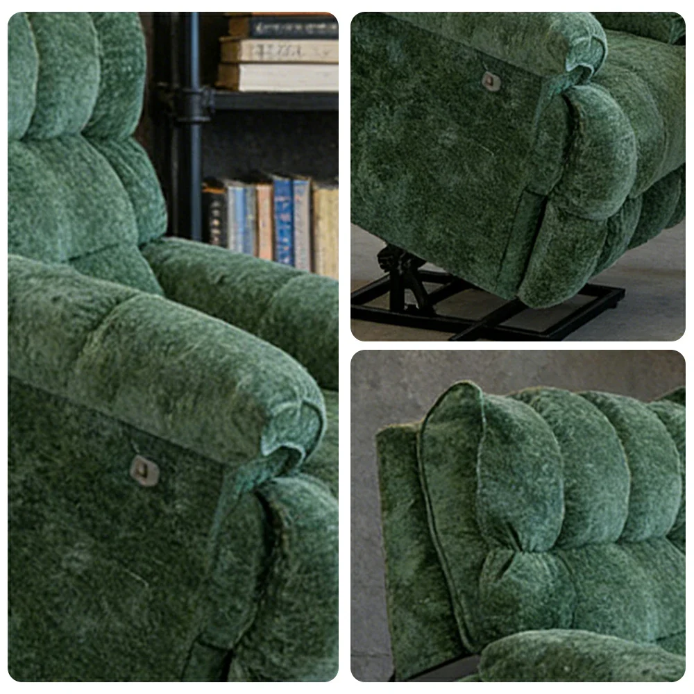 LIVARA Electric Assist Sofa, Smooth Lift Support, Soft Chenille Upholstery, Alloy Frame, Extended Footrest Comfort - Green - Image 3