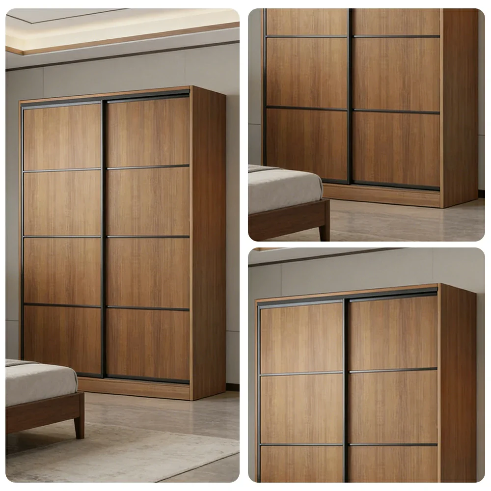 LIVARA 80/120cm Sliding Door Wardrobe - 3 Drawer Storage with Heavy-Duty Hanging Rail, Raised Base Design & Smooth Soft-Close System - Walnut - Image 3