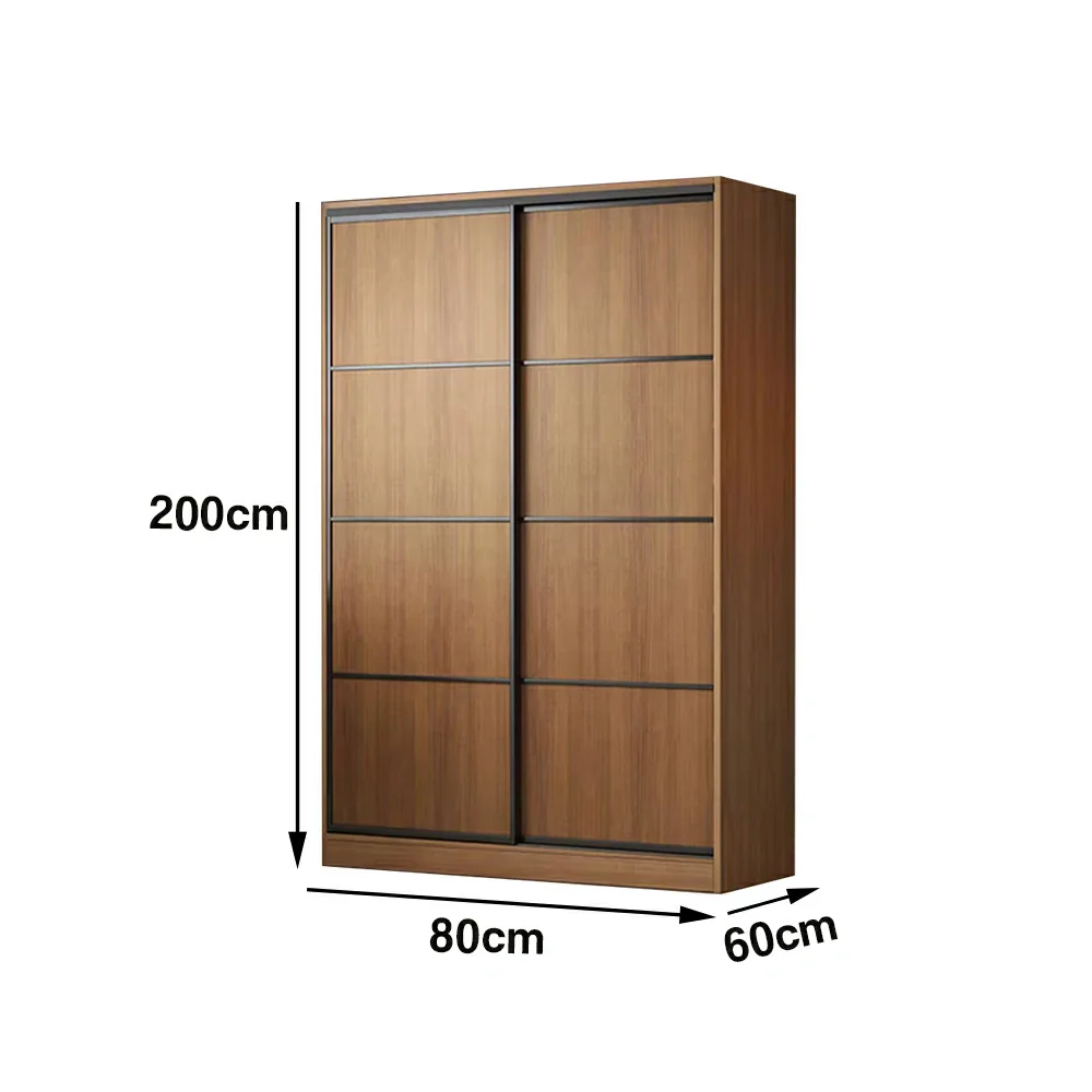 LIVARA 80/120cm Sliding Door Wardrobe - 3 Drawer Storage with Heavy-Duty Hanging Rail, Raised Base Design & Smooth Soft-Close System - Walnut - Image 5