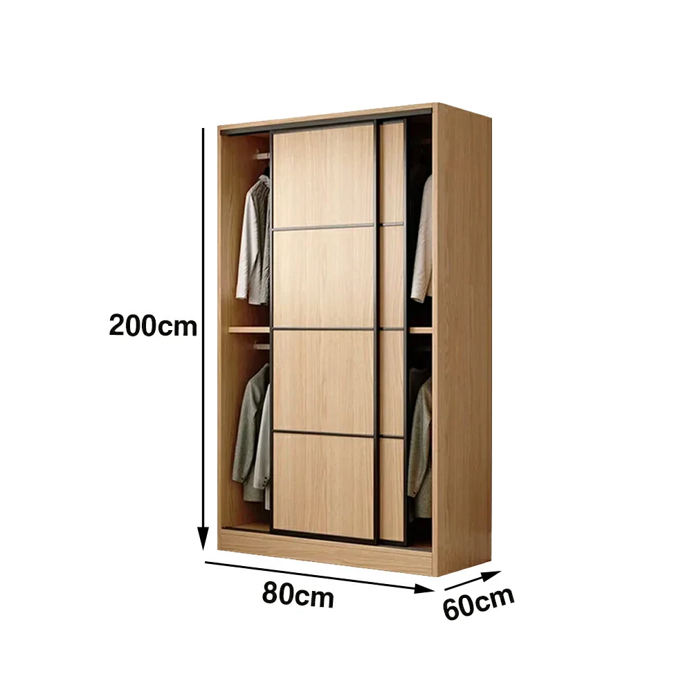 LIVARA 80/120cm Sliding Door Wardrobe - 3 Drawer Storage with Heavy-Duty Hanging Rail, Raised Base Design & Smooth Soft-Close System - Wood - Image 5