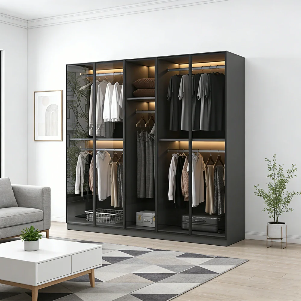 LIVARA 180/200cm Glass Display Cabinet - Organised Storage Solution with Tempered Glass & Aluminium Frame, Dust & Moisture-Resistant Base - Image 2