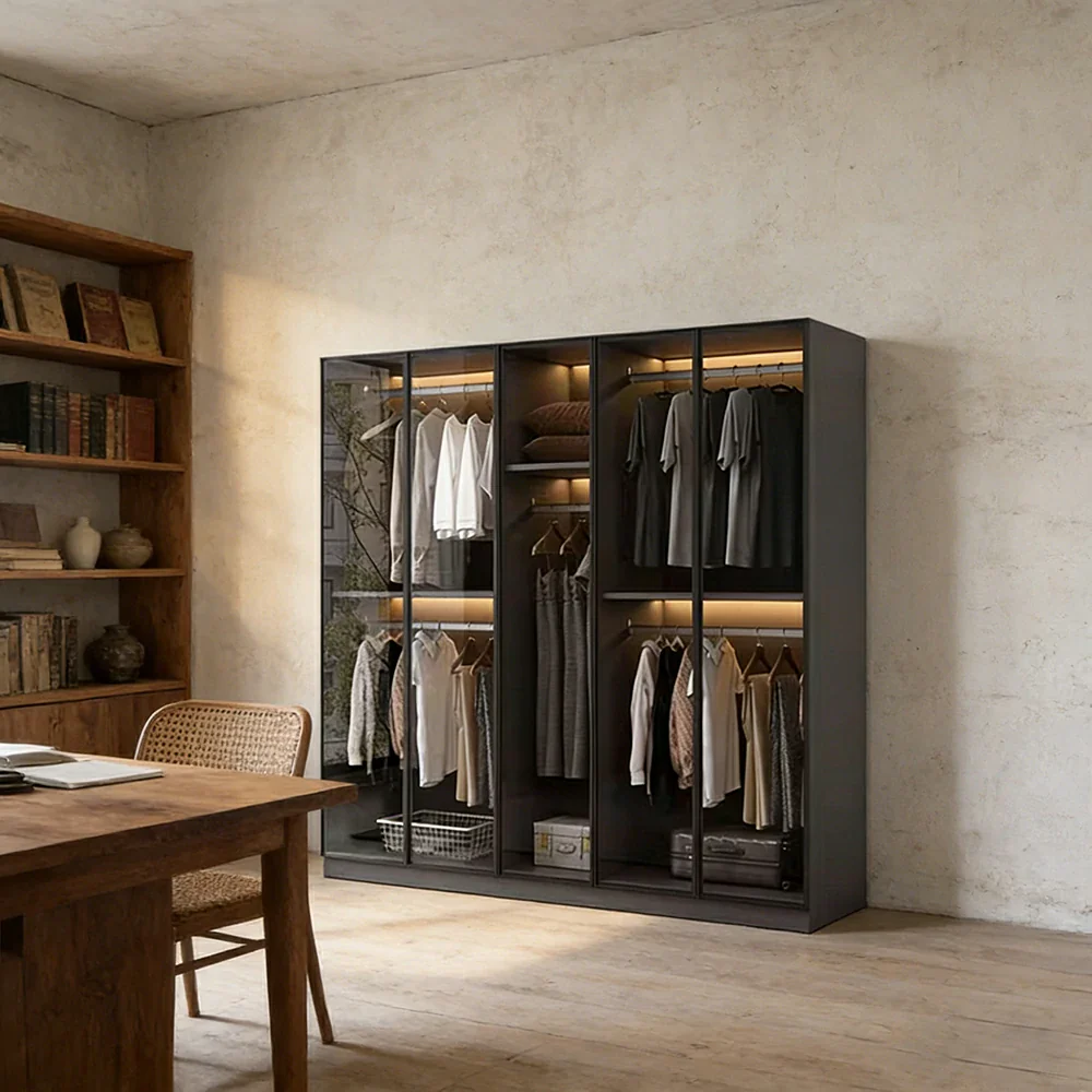 LIVARA 180/200cm Glass Display Cabinet - Organised Storage Solution with Tempered Glass & Aluminium Frame, Dust & Moisture-Resistant Base - Image 4