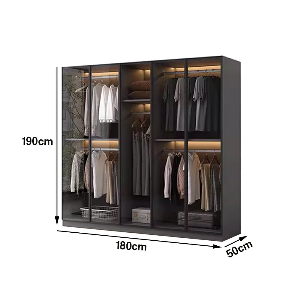 LIVARA 180/200cm Glass Display Cabinet - Organised Storage Solution with Tempered Glass & Aluminium Frame, Dust & Moisture-Resistant Base - Image 5