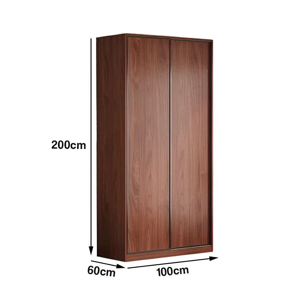 LIVARA 100/120cm Sliding Door Wardrobe - Space-Saving Design with Solid Oak Construction, Quiet Glide Tracks & Heavy-Duty Hanging Rail - Walnut - Image 5