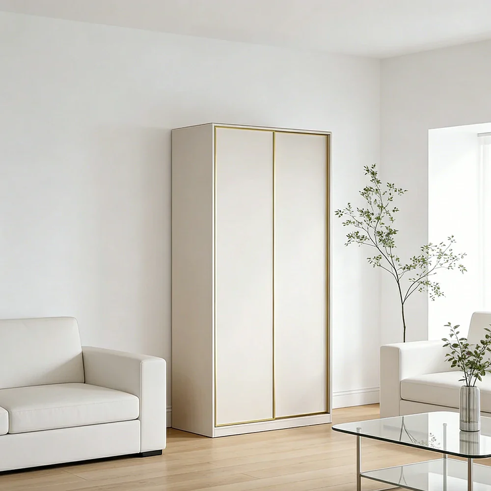 LIVARA 100/120cm Sliding Door Wardrobe - Space-Saving Design with Solid Oak Construction, Quiet Glide Tracks & Heavy-Duty Hanging Rail - White - Image 4