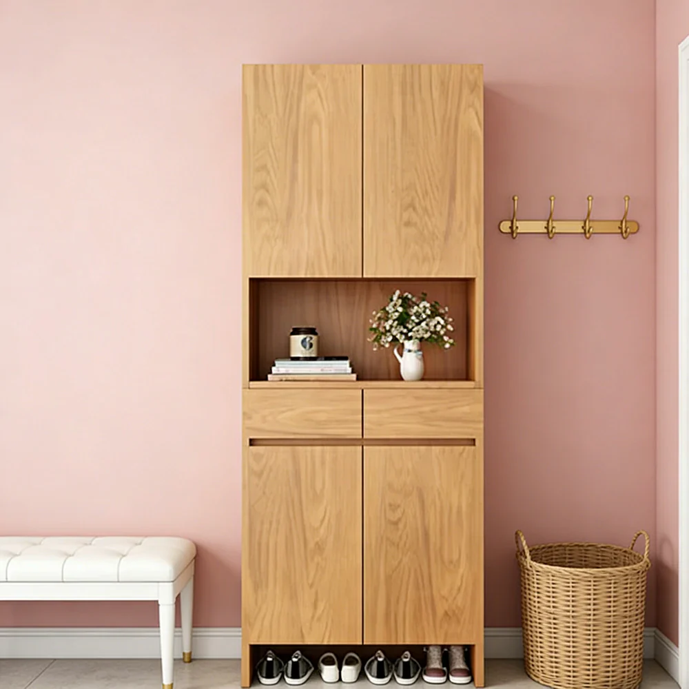 LIVARA 80/100cm Storage Cabinet - Multi-Shelf & Drawer Organiser with Eco Solid Wood Panels, Slim 35cm Depth & Flush Wall Design - Image 2