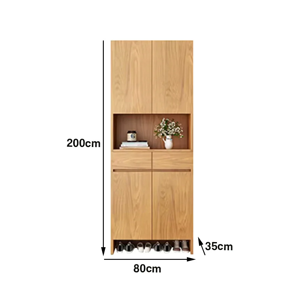 LIVARA 80/100cm Storage Cabinet - Multi-Shelf & Drawer Organiser with Eco Solid Wood Panels, Slim 35cm Depth & Flush Wall Design - Image 5