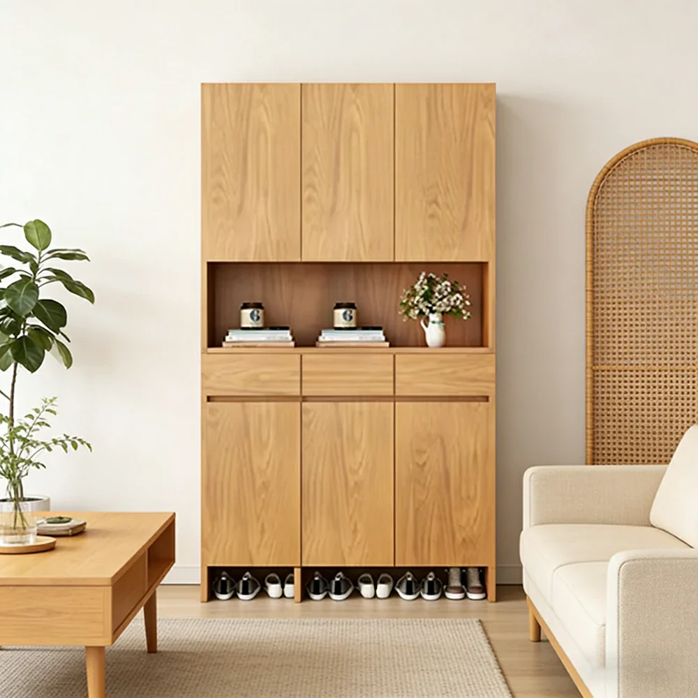 LIVARA 120cm Storage Cabinet - Multi-Shelf & Drawer Organiser with Eco Solid Wood Panels, Slim 35cm Depth & Flush Wall Design - Image 2