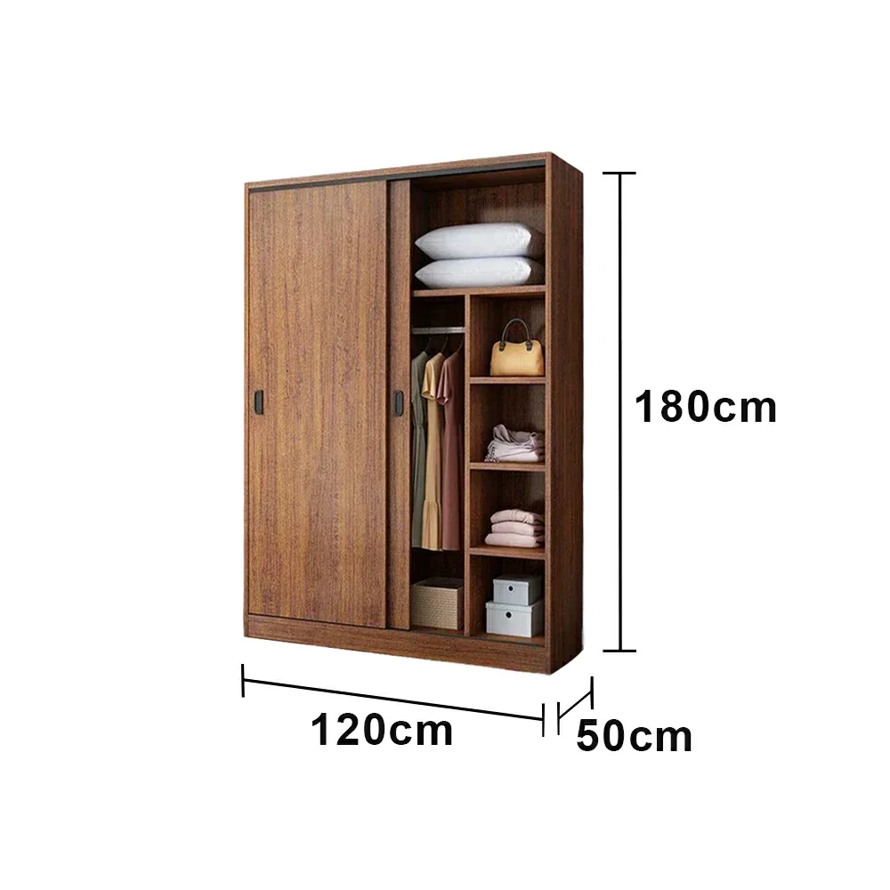 LIVARA 80/120/160cm Sliding Door Wardrobe - Quiet Glide Track System, High-Density MDF Construction, Spacious Storage with Solid Timber Rail - Walnut - Image 10
