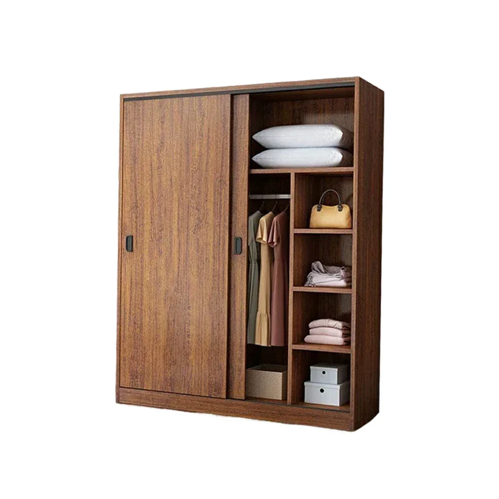 LIVARA 80/120/160cm Sliding Door Wardrobe - Quiet Glide Track System, High-Density MDF Construction, Spacious Storage with Solid Timber Rail - Walnut - Image 11