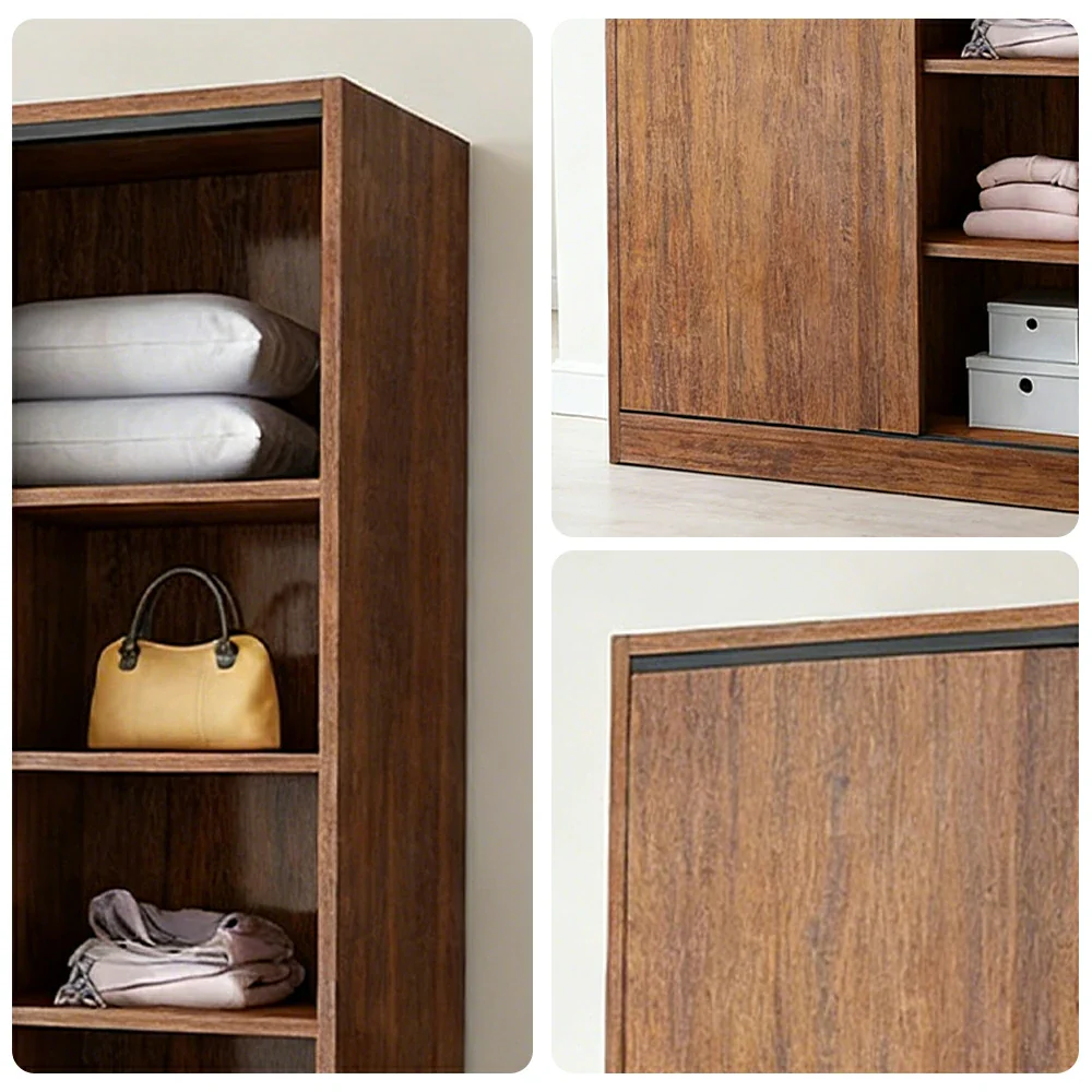LIVARA 80/120/160cm Sliding Door Wardrobe - Quiet Glide Track System, High-Density MDF Construction, Spacious Storage with Solid Timber Rail - Walnut - Image 3