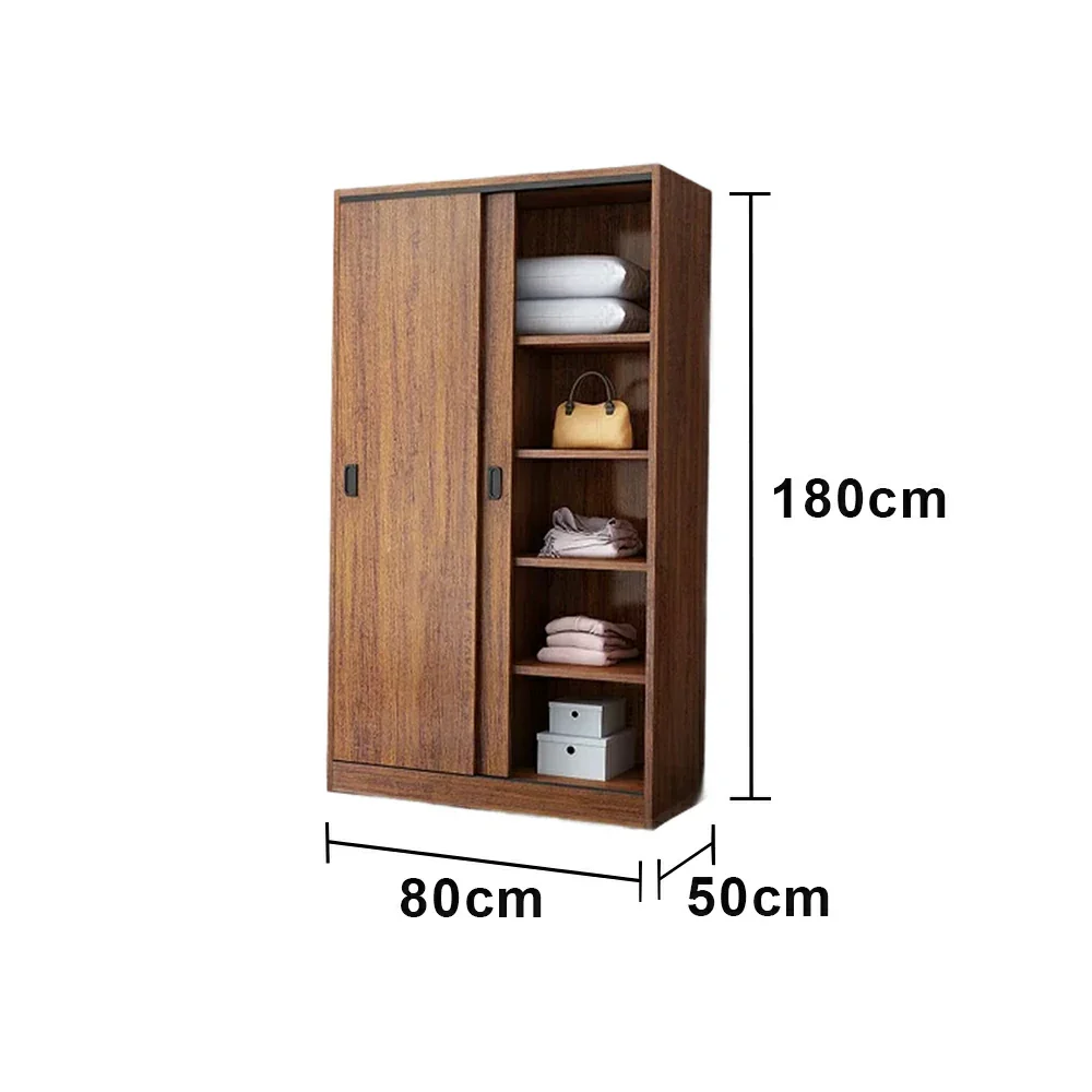 LIVARA 80/120/160cm Sliding Door Wardrobe - Quiet Glide Track System, High-Density MDF Construction, Spacious Storage with Solid Timber Rail - Walnut - Image 5