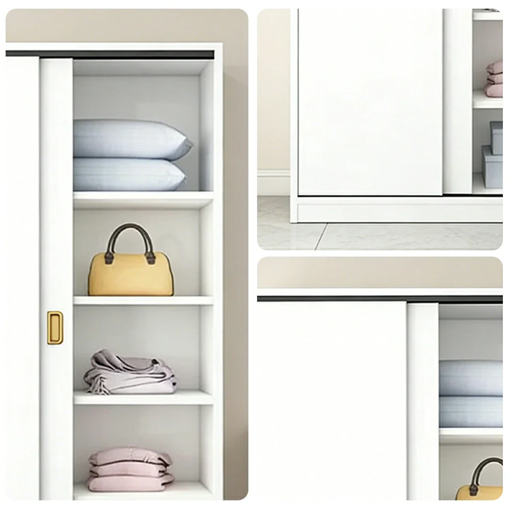 LIVARA 80/120/160cm Sliding Door Wardrobe - Quiet Glide Track System, High-Density MDF Construction, Spacious Storage with Solid Timber Rail - White - Image 3