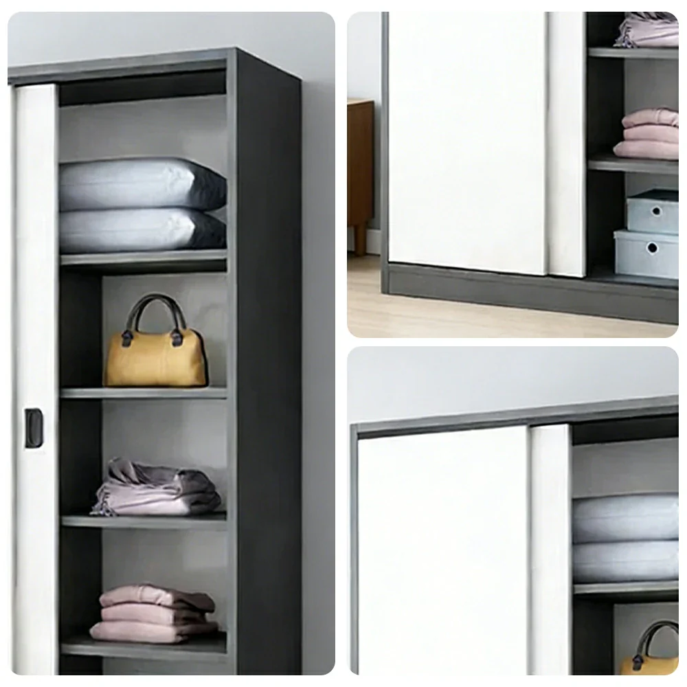 LIVARA 100/120cm Sliding Door Wardrobe - Quiet Glide Track System, High-Density MDF Construction, Spacious Storage with Solid Timber Rail - Black&White - Image 3