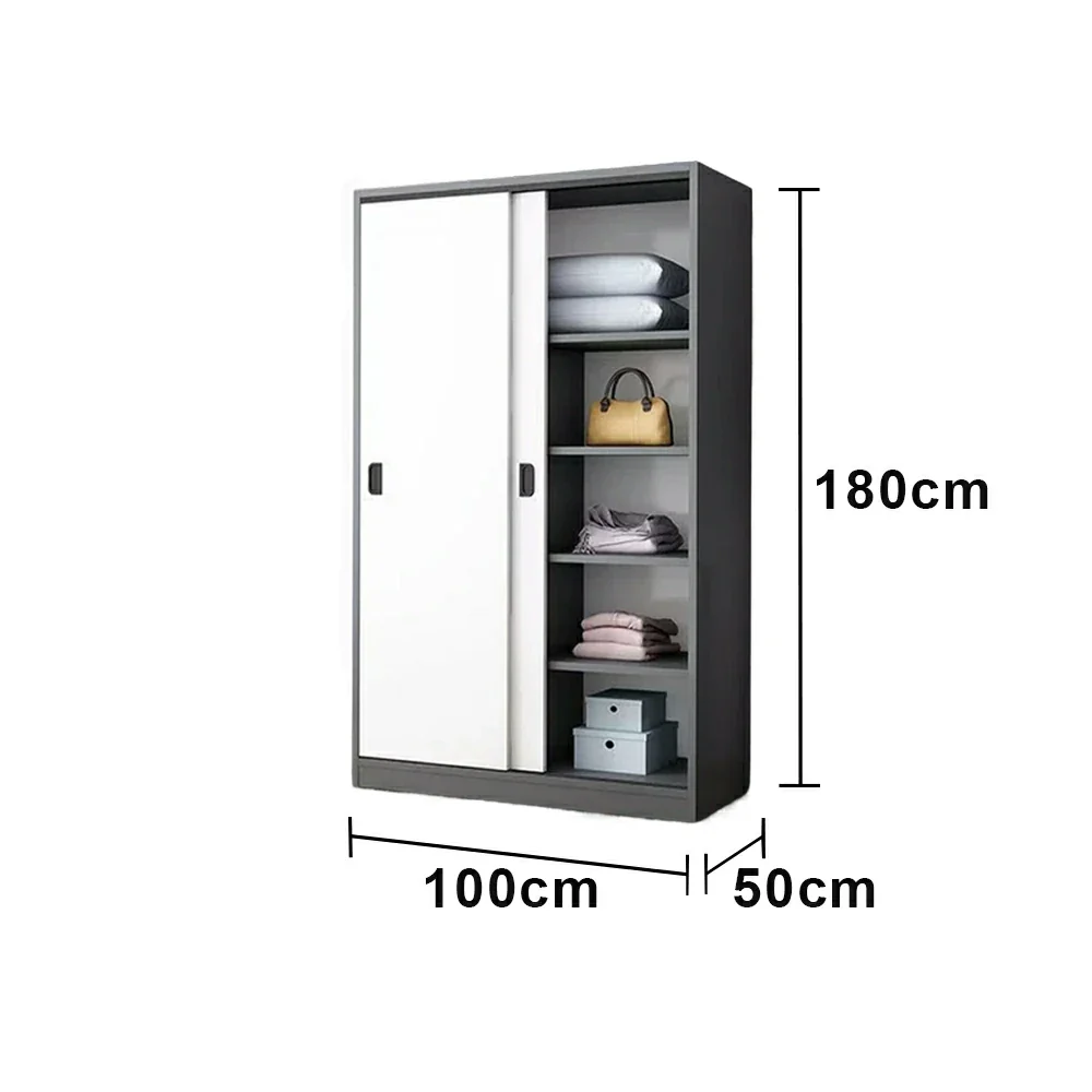 LIVARA 100/120cm Sliding Door Wardrobe - Quiet Glide Track System, High-Density MDF Construction, Spacious Storage with Solid Timber Rail - Black&White - Image 5