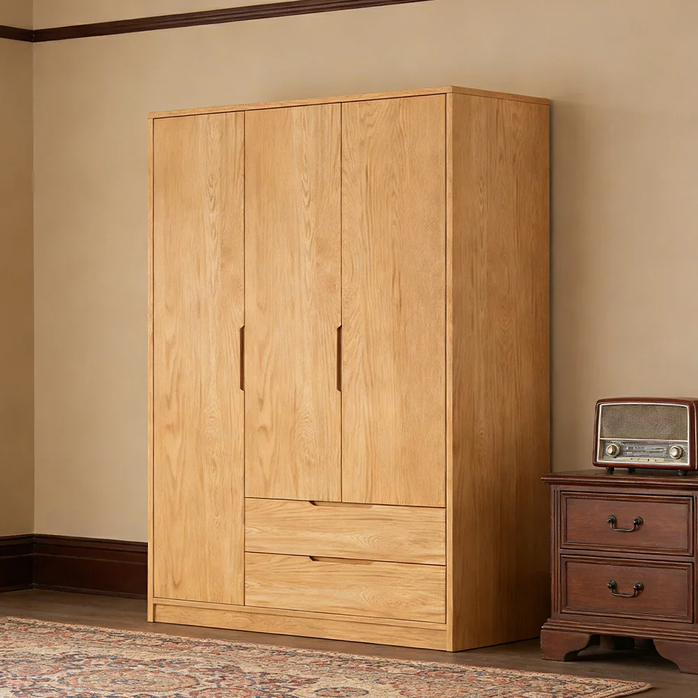 LIVARA 120cm Modern Wardrobe Cabinet - Flush Inset Door Design, Solid Timber Construction, Soft-Close Hinges & Quiet Drawers - Wood - Image 2