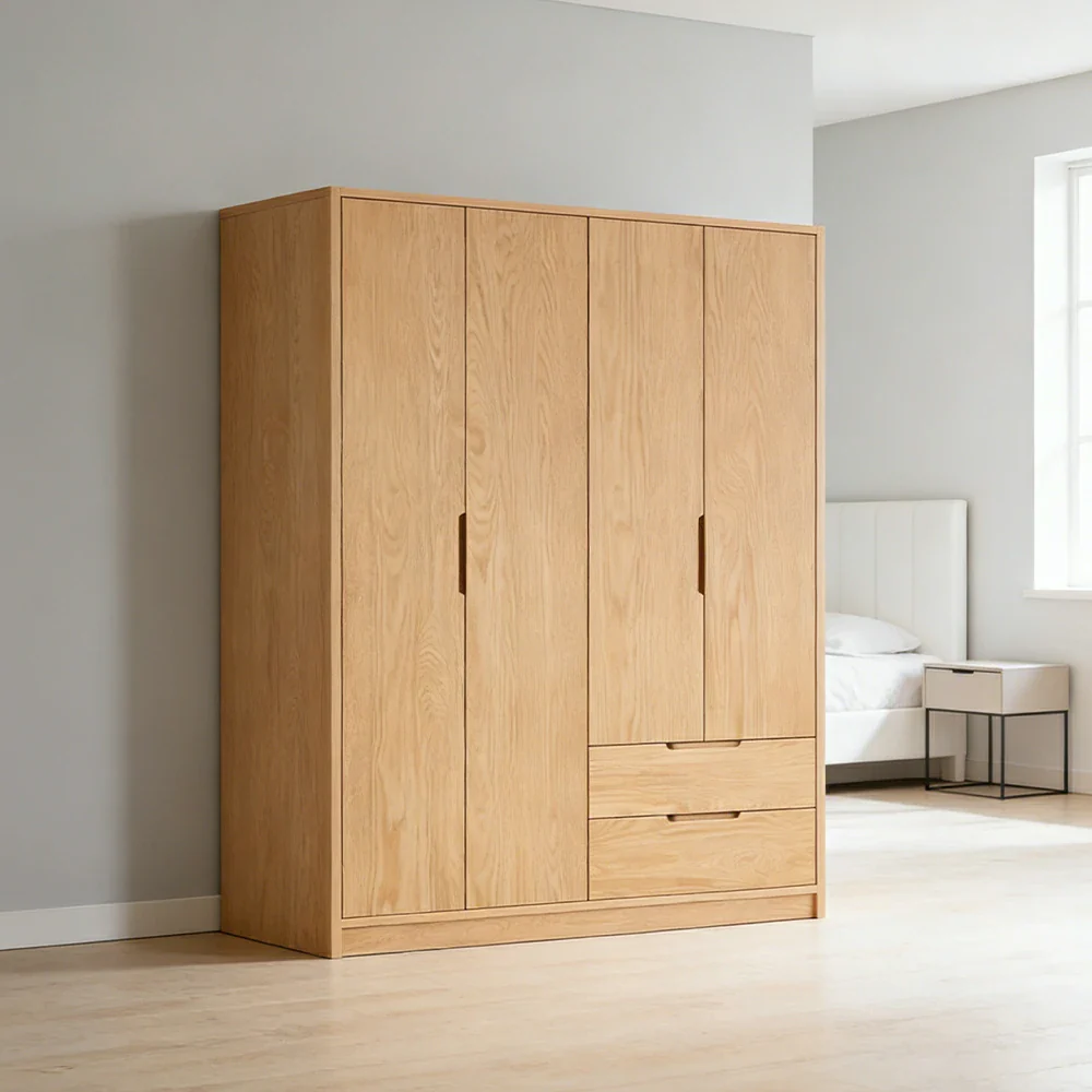 LIVARA 140/160cm Modern Wardrobe Cabinet - Flush Inset Door Design, Solid Timber Construction, Soft-Close Hinges & Quiet Drawers - Wood - Image 4