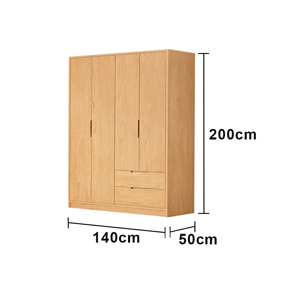 LIVARA 140/160cm Modern Wardrobe Cabinet - Flush Inset Door Design, Solid Timber Construction, Soft-Close Hinges & Quiet Drawers - Wood - Image 5
