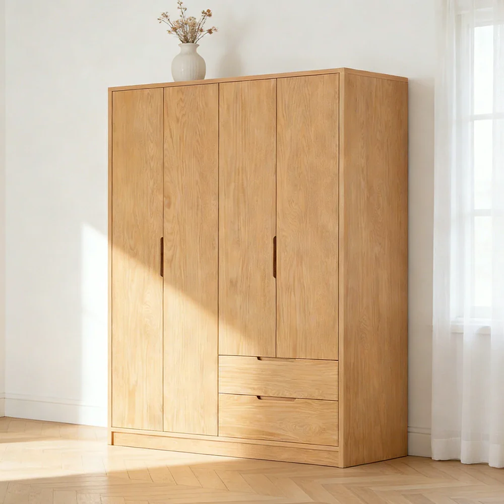 LIVARA 140/160cm Modern Wardrobe Cabinet - Flush Inset Door Design, Solid Timber Construction, Soft-Close Hinges & Quiet Drawers - Wood - Image 7