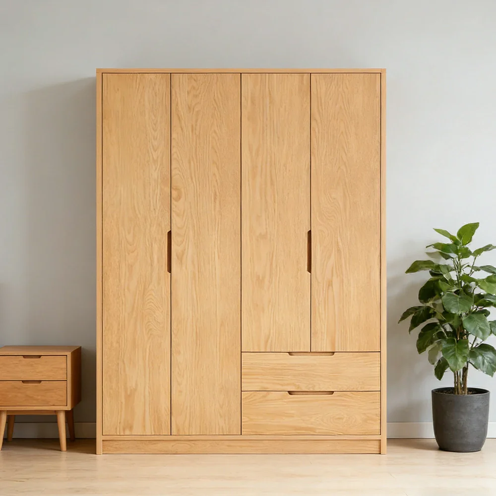 LIVARA 140/160cm Modern Wardrobe Cabinet - Flush Inset Door Design, Solid Timber Construction, Soft-Close Hinges & Quiet Drawers - Wood - Image 9