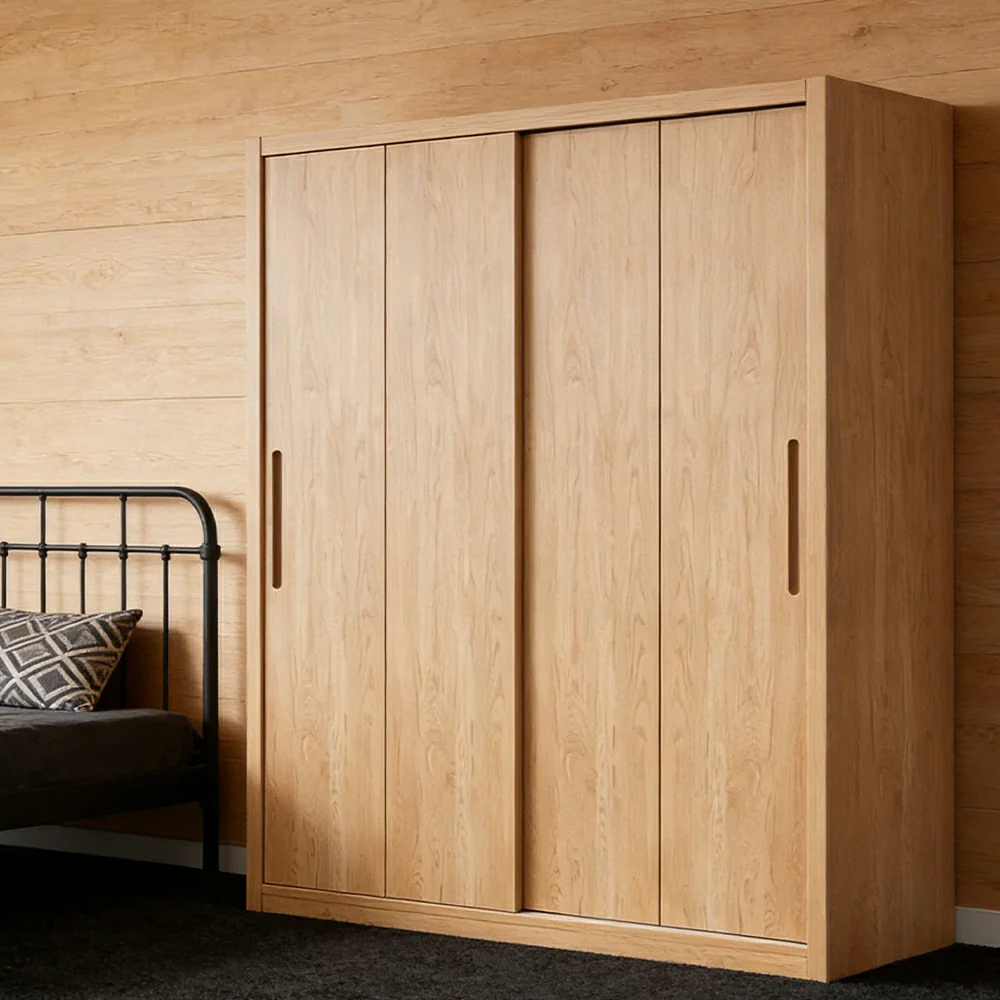 LIVARA 120/140cm Sliding Door Wardrobe - Soft-Close Glide System, North American Pine Construction, Space-Saving Bedroom Storage - Wood - Image 4