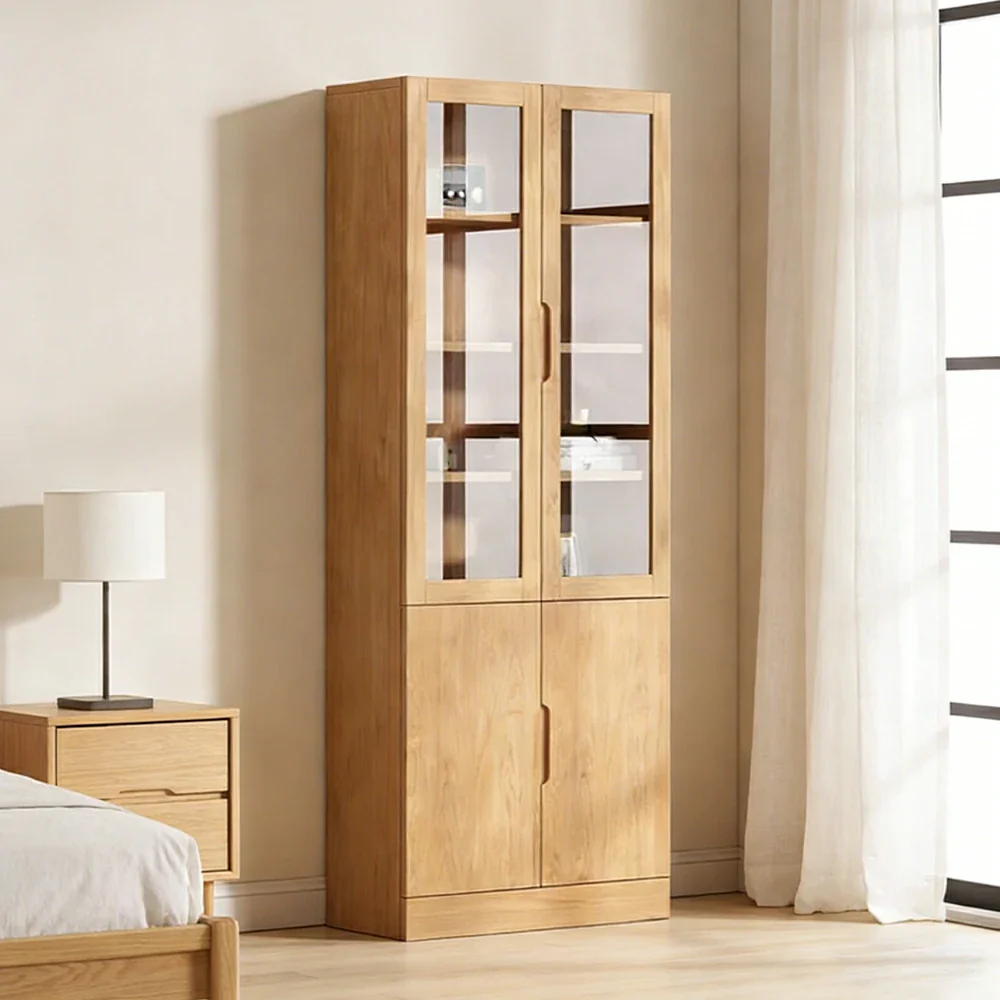 LIVARA 80/120cm Storage Cabinet - Tempered Glass Doors with Solid Pine Wood Frame, Soft-Close Hinges & Moisture-Resistant Base - Image 2