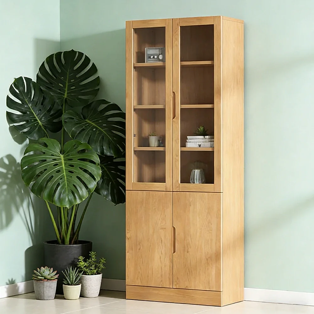 LIVARA 80/120cm Storage Cabinet - Tempered Glass Doors with Solid Pine Wood Frame, Soft-Close Hinges & Moisture-Resistant Base - Image 4