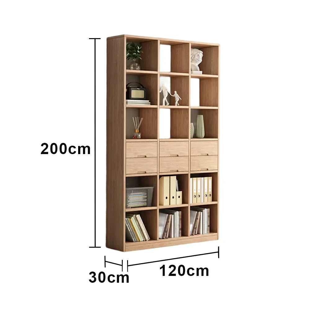 LIVARA 80/120cm Bookcase - Multi-Drawer Organised Design with Solid Pine Wood Frame, Smooth Metal Runners & Space-Saving Groove Handles - Image 10