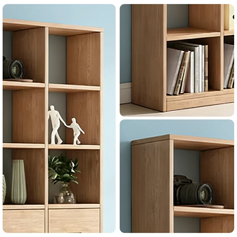 LIVARA 80/120cm Bookcase - Multi-Drawer Organised Design with Solid Pine Wood Frame, Smooth Metal Runners & Space-Saving Groove Handles - Image 3