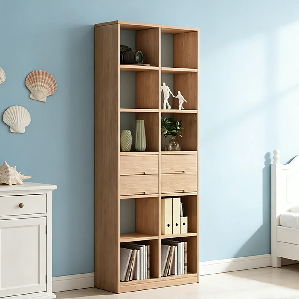 LIVARA 80/120cm Bookcase - Multi-Drawer Organised Design with Solid Pine Wood Frame, Smooth Metal Runners & Space-Saving Groove Handles - Image 4