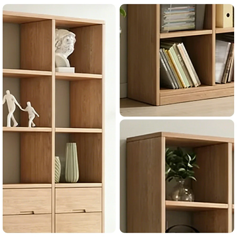 LIVARA 80/120cm Bookcase - Multi-Drawer Organised Design with Solid Pine Wood Frame, Smooth Metal Runners & Space-Saving Groove Handles - Image 8