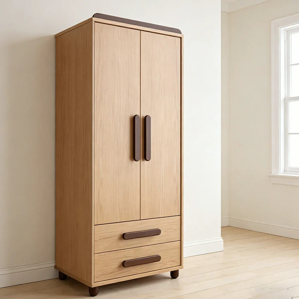 LIVARA 60/70cm Kids Wardrobe - Organised Hanging & Drawer Storage with Solid Finnish Pine Wood Frame, Rounded Safety Edges & Raised Legs - Image 2