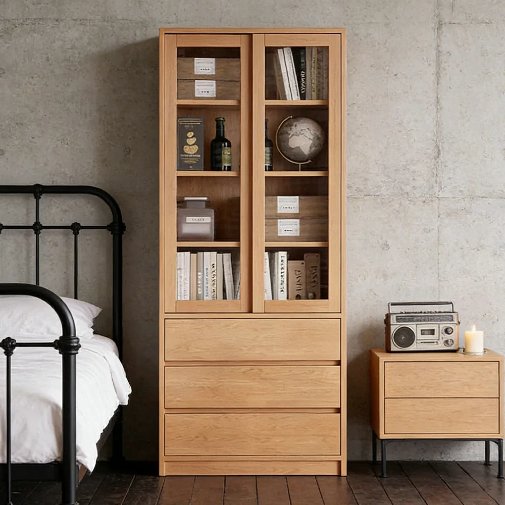 LIVARA 80cm Storage Cabinet - Open Multi-Tier Shelving with Durable Wood Construction, Natural Grain Finish & Space-Saving Design - Image 4