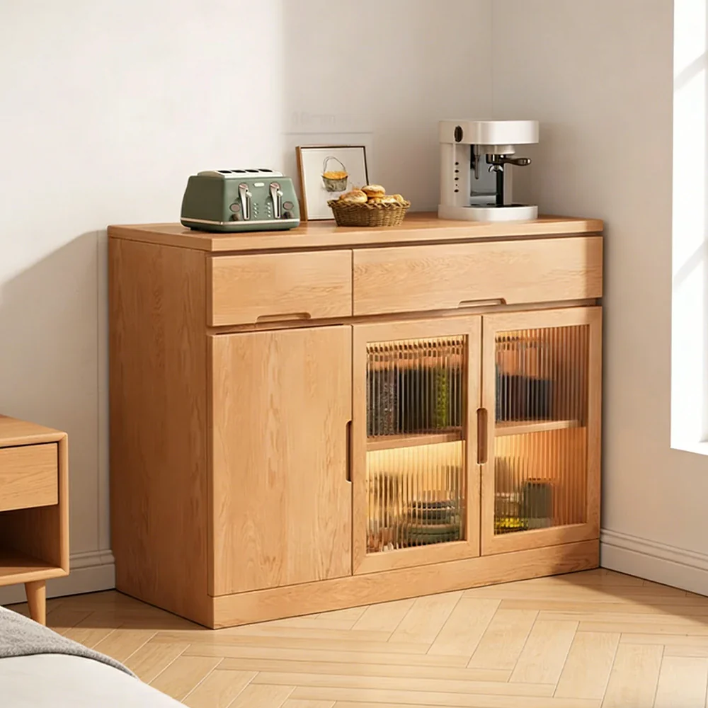 LIVARA 120cm Glass Door Sideboard Cabinet - Wide Countertop Design with Solid Wood Construction, Spacious Storage & Quiet Hardware - Image 2