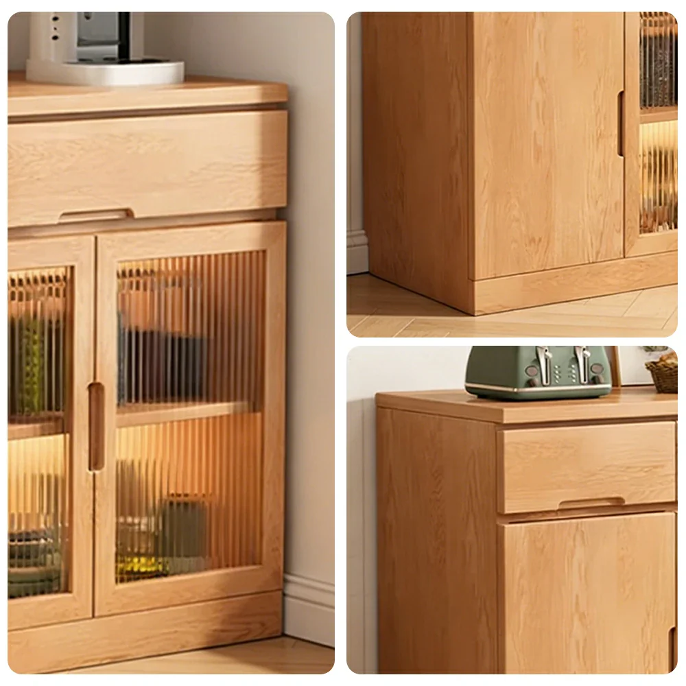 LIVARA 120cm Glass Door Sideboard Cabinet - Wide Countertop Design with Solid Wood Construction, Spacious Storage & Quiet Hardware - Image 3