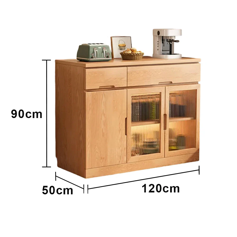 LIVARA 120cm Glass Door Sideboard Cabinet - Wide Countertop Design with Solid Wood Construction, Spacious Storage & Quiet Hardware - Image 5
