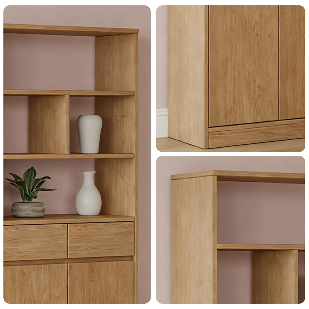LIVARA 80/120cm Tall Storage Cabinet - Multi-Compartment Design with Solid Wood Construction, Drawer & Shelving Storage for Entryway or Living Room - Image 3