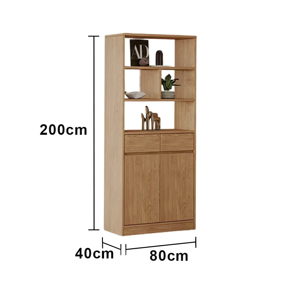 LIVARA 80/120cm Tall Storage Cabinet - Multi-Compartment Design with Solid Wood Construction, Drawer & Shelving Storage for Entryway or Living Room - Image 5