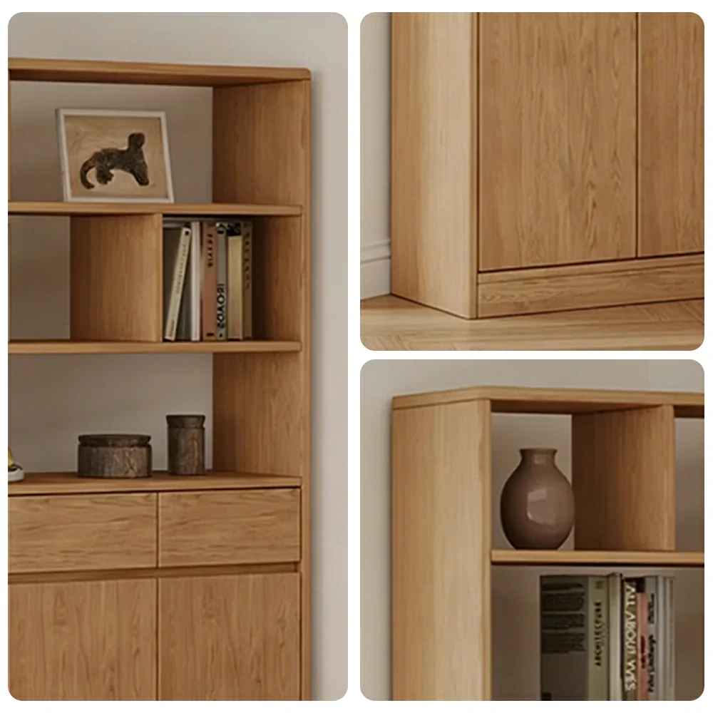 LIVARA 80/120cm Tall Storage Cabinet - Multi-Compartment Design with Solid Wood Construction, Drawer & Shelving Storage for Entryway or Living Room - Image 8