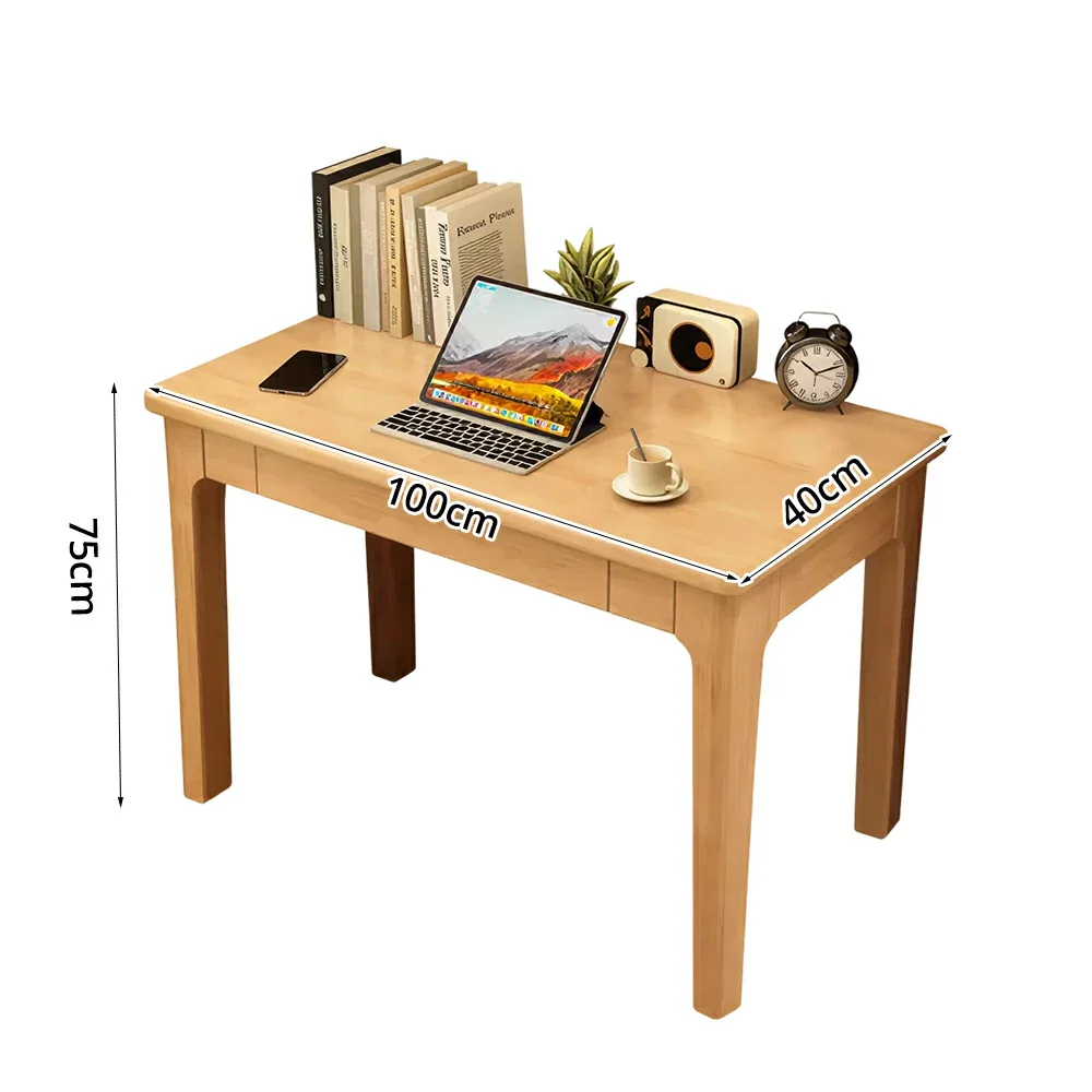 LIVARA Solid Wood Study Desk - 60/80/100cm Compact Writing Table with Drawers, Sturdy Design for Home Office & Bedroom - Natural Wood - Image 7
