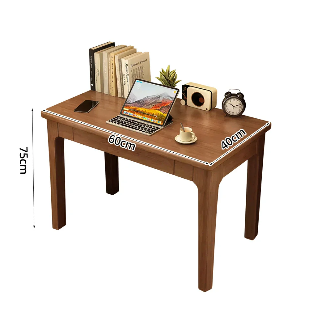 LIVARA Solid Wood Study Desk - 60/80/100cm Compact Writing Table with Drawers, Sturdy Design for Home Office & Bedroom - Walnut - Image 5