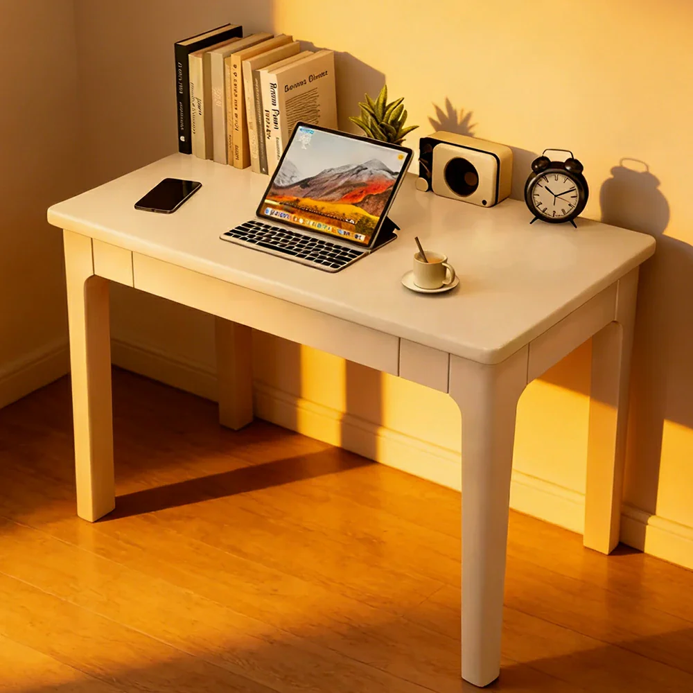 LIVARA Solid Wood Study Desk - 60/80/100cm Compact Writing Table with Drawers, Sturdy Design for Home Office & Bedroom - White - Image 2