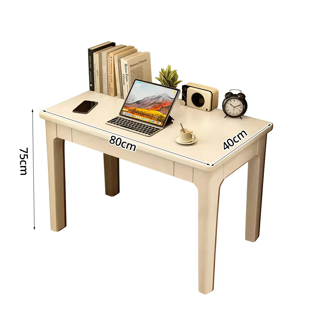 LIVARA Solid Wood Study Desk - 60/80/100cm Compact Writing Table with Drawers, Sturdy Design for Home Office & Bedroom - White - Image 6