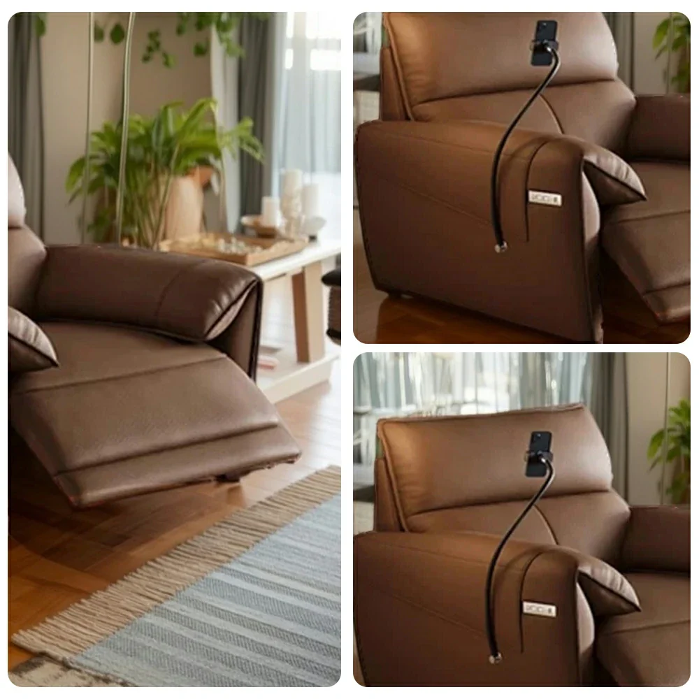 LIVARA 117cm Electric Recliner Armchair Single Seater One-Touch Electric Recline Genuine Leather Comfort Design - Brown - Image 3