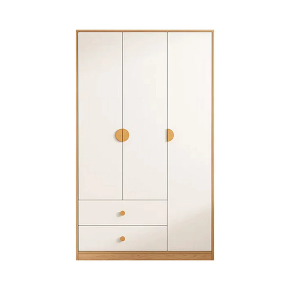 LUXORA 120/140cm Oak Wardrobe Cabinet - Dual Hanging Storage with Solid North American Oak, Child-Friendly Height & Space-Saving Design - White