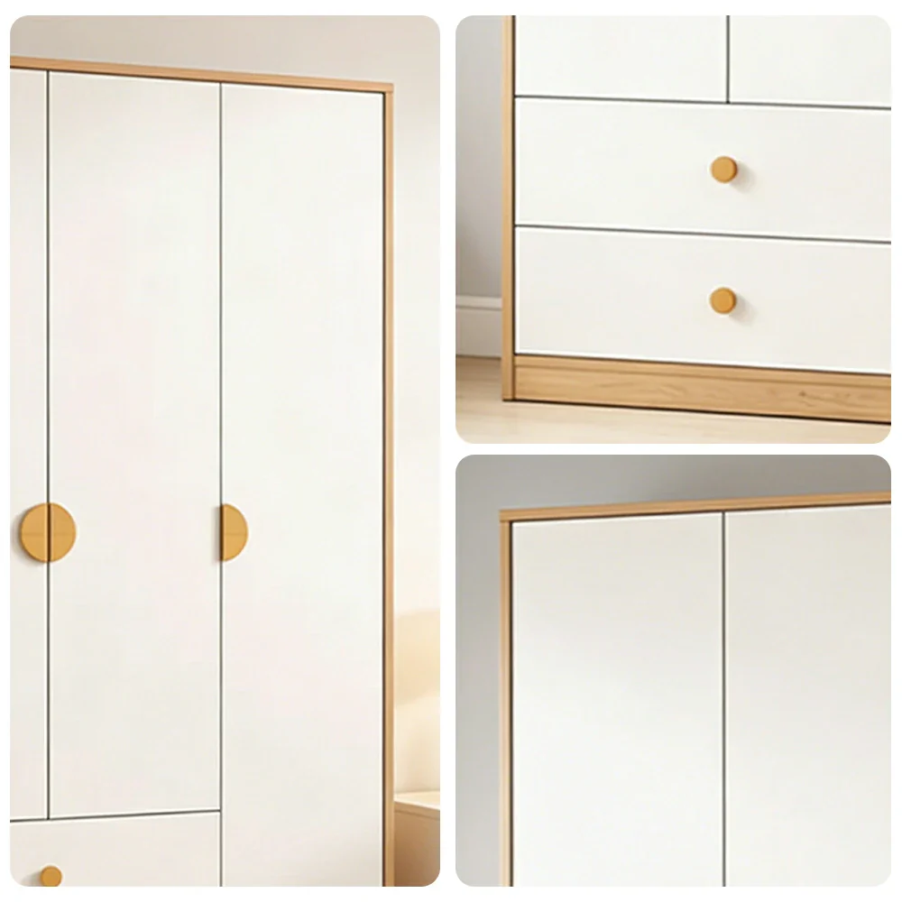 LUXORA 120/140cm Oak Wardrobe Cabinet - Dual Hanging Storage with Solid North American Oak, Child-Friendly Height & Space-Saving Design - White - Image 3