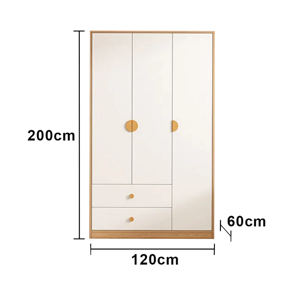 LUXORA 120/140cm Oak Wardrobe Cabinet - Dual Hanging Storage with Solid North American Oak, Child-Friendly Height & Space-Saving Design - White - Image 5